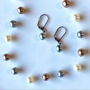 ⚡️Host Pick⚡️Tri Color Faux Pearl Invisible Necklace